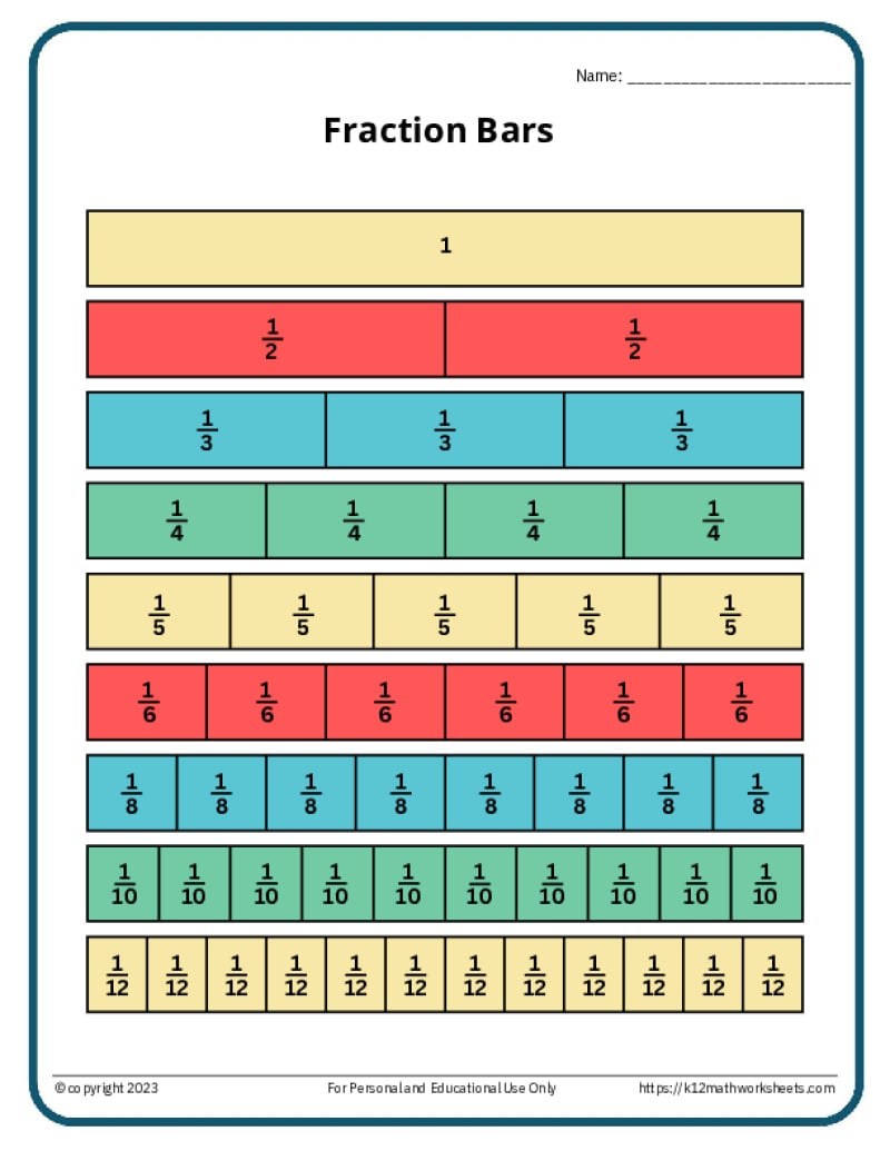 printable fraction strips: tool to understand fractions